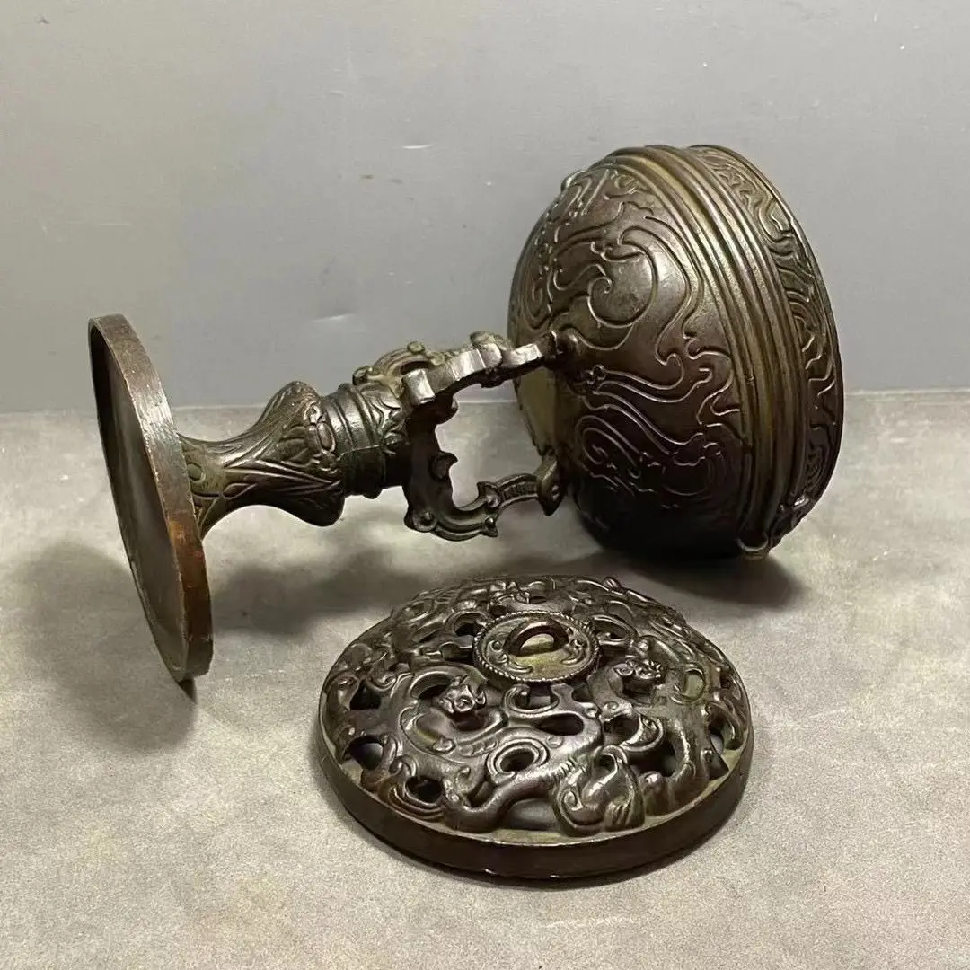 Through carving antique tiger pattern home Boshan stove indoor incense burner incense road home zen, ornament