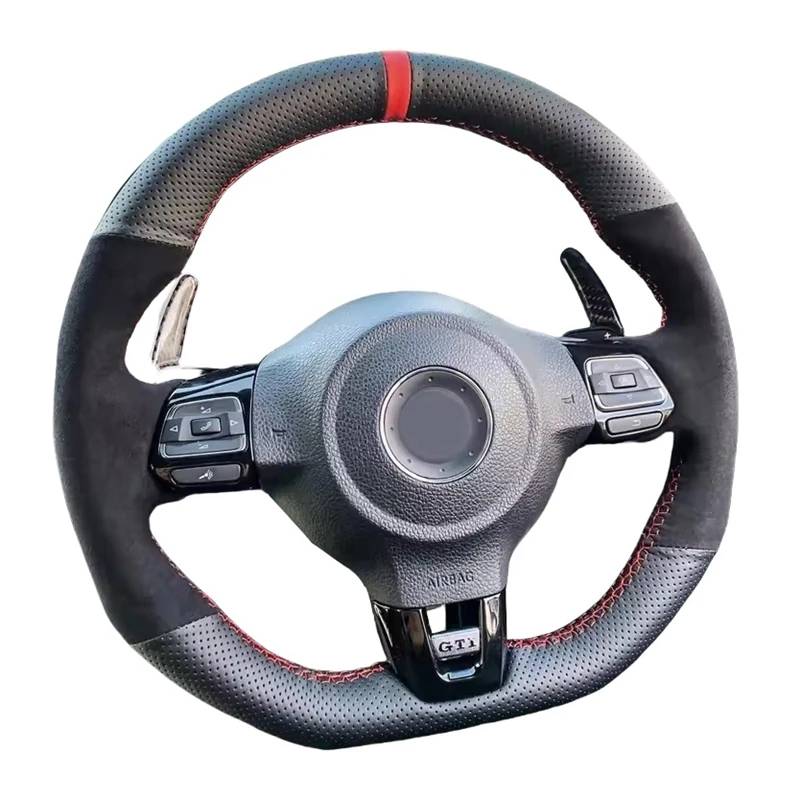 Car Steering Wheel Cover Braid Hand Sewing Suede Leather For Volkswagen Golf 6 GTI MK6 VW Polo GTI Scirocco R Passat CC R-Line