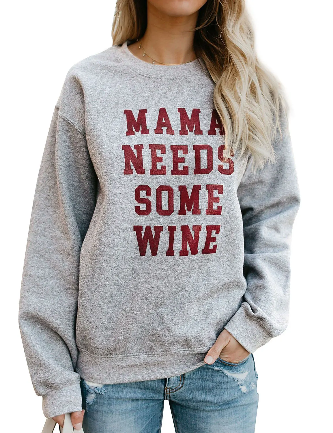 

Woman Long Sleeve Sweatshirts Tops Female Autunm Spring Hoodies MAMA NEEDS SOME WINE Letter Hoodies Pullover