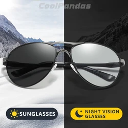CoolPandas Classic Pilot Sunglasses For Men Women Photochromic Polarized Sun Glasses High Quality Metal Frame Chameleon Lens