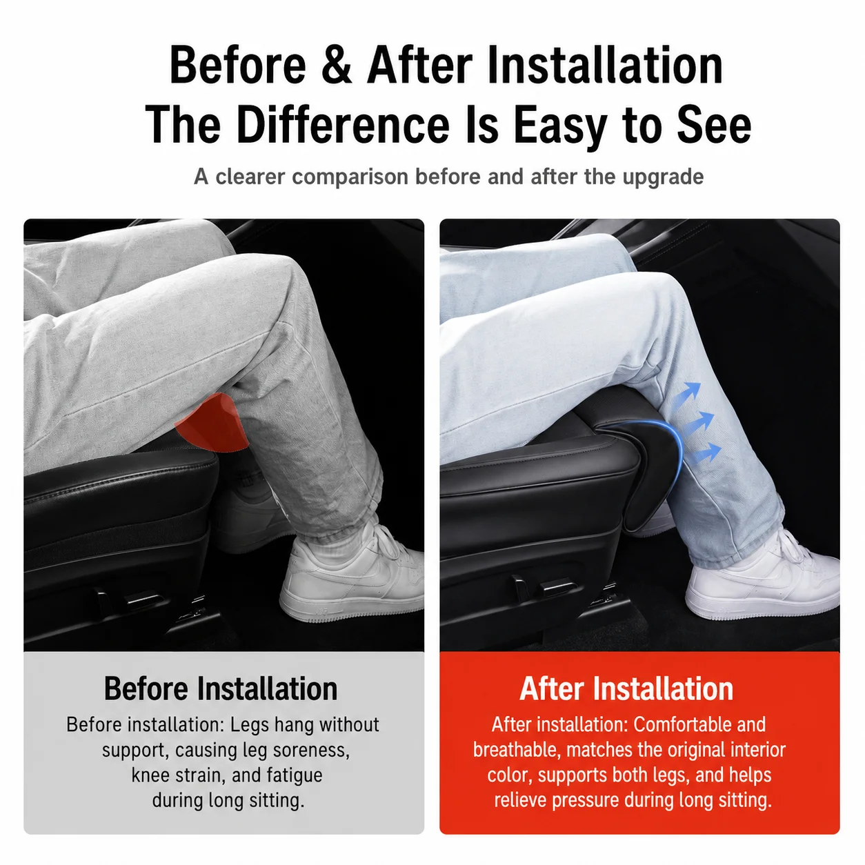 For Tesla Model 3 2017-2026 Model Y 2020-2026 Leg Support Extension Seat Cover Memory Foam Extender Cushion Interior Accessories - view 2