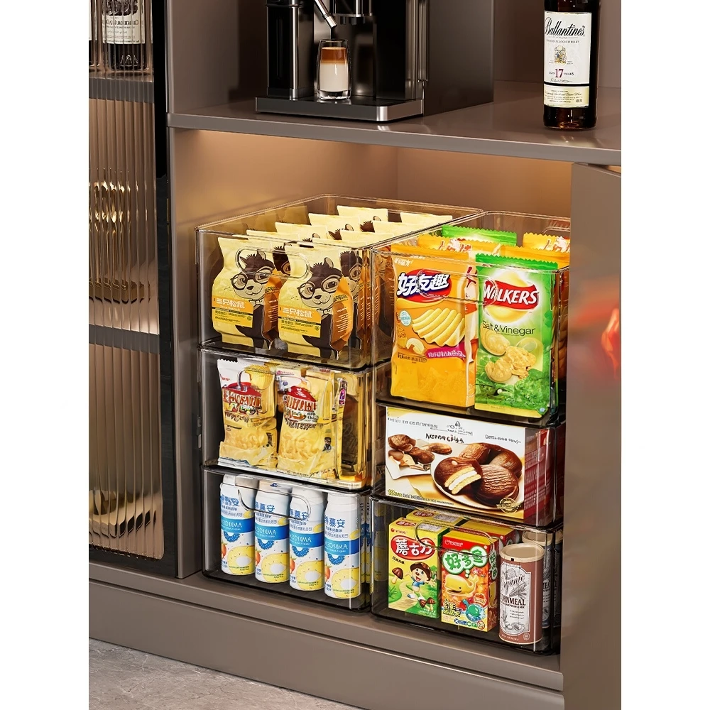 

Acrylic Rectangular Transparent Desktop Storage Box Kitchen Cabinet Sna Organizer Plastic Container Home Storage Basket