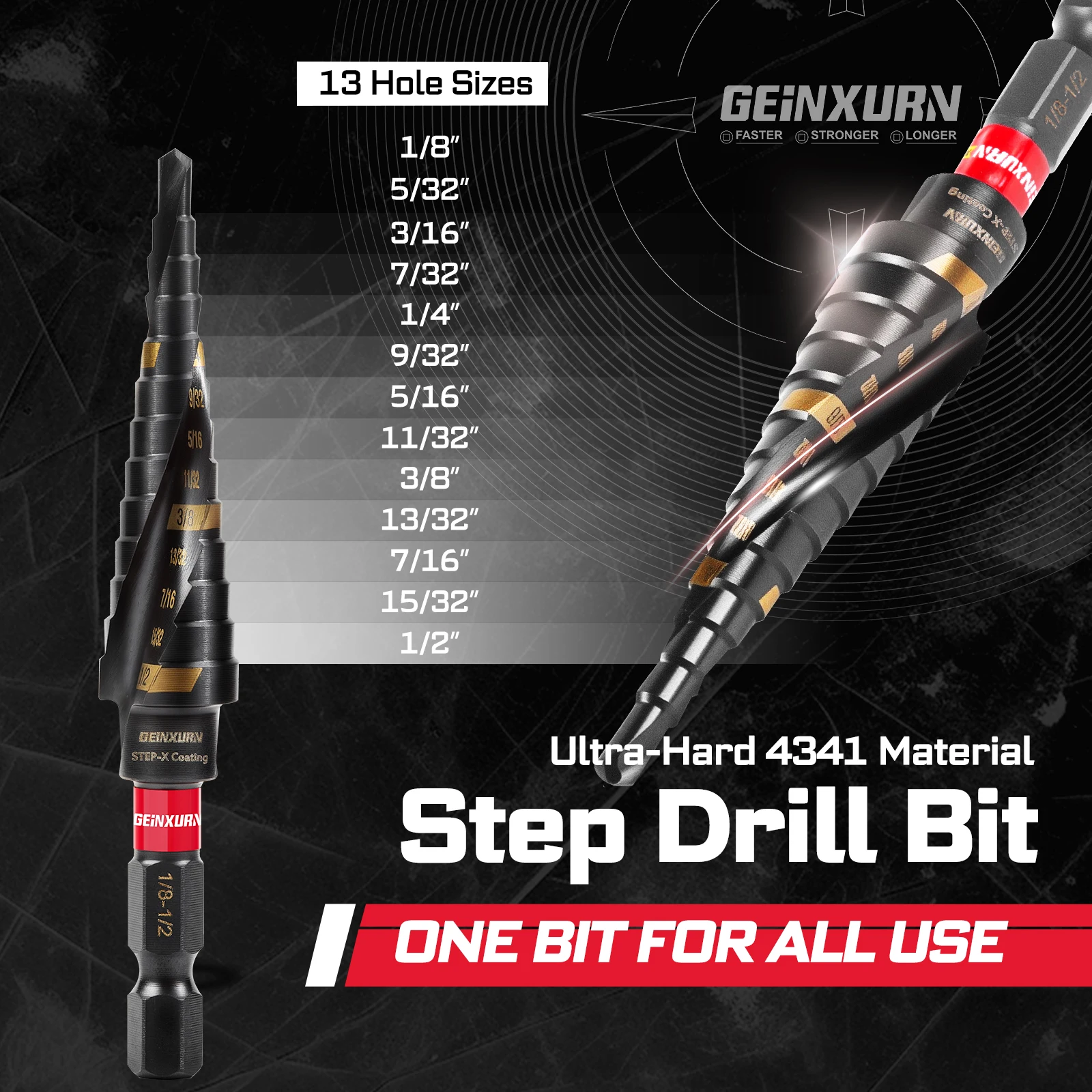 مجموعة أدوات Geinxurn مكونة من 58 قطعة مع لقم مفك براغي صدمي، وحامل صغير، ومثقاب خطوة، ومحول مقبس وحامل لقم DIY #4