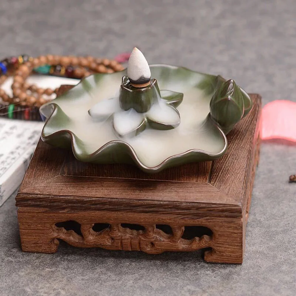 

1Pcs Lotus Leaf Ceramic Incense Burner Backflow Purple Clay Aromatherapy Holder Relaxation Home Decor Gift Ceramic Burner