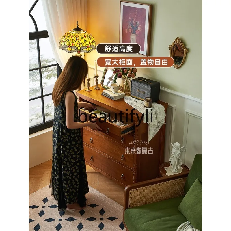 خزانة ذات أدراج من الخشب الصلب بتصميم عتيق، خزانة متكاملة لغرفة النوم، خزانة بأدراج تخزين مدخل غرفة المعيشة