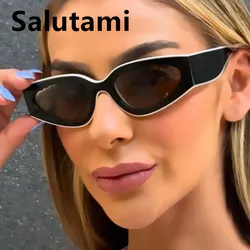vintage small oval cat eye sunglasses women new fashion brand black white sexy sun glasses ladies trendy elegant shades uv400