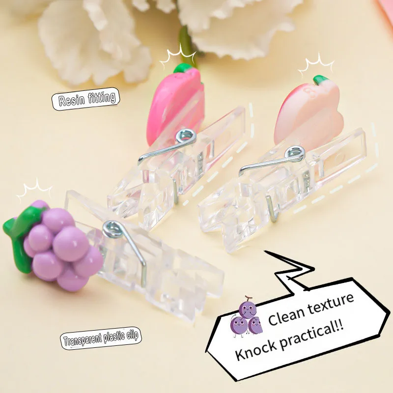 Kawaii cartoon transparent clip colorful love flower hand tent clip cute note clip interesting sealing clip