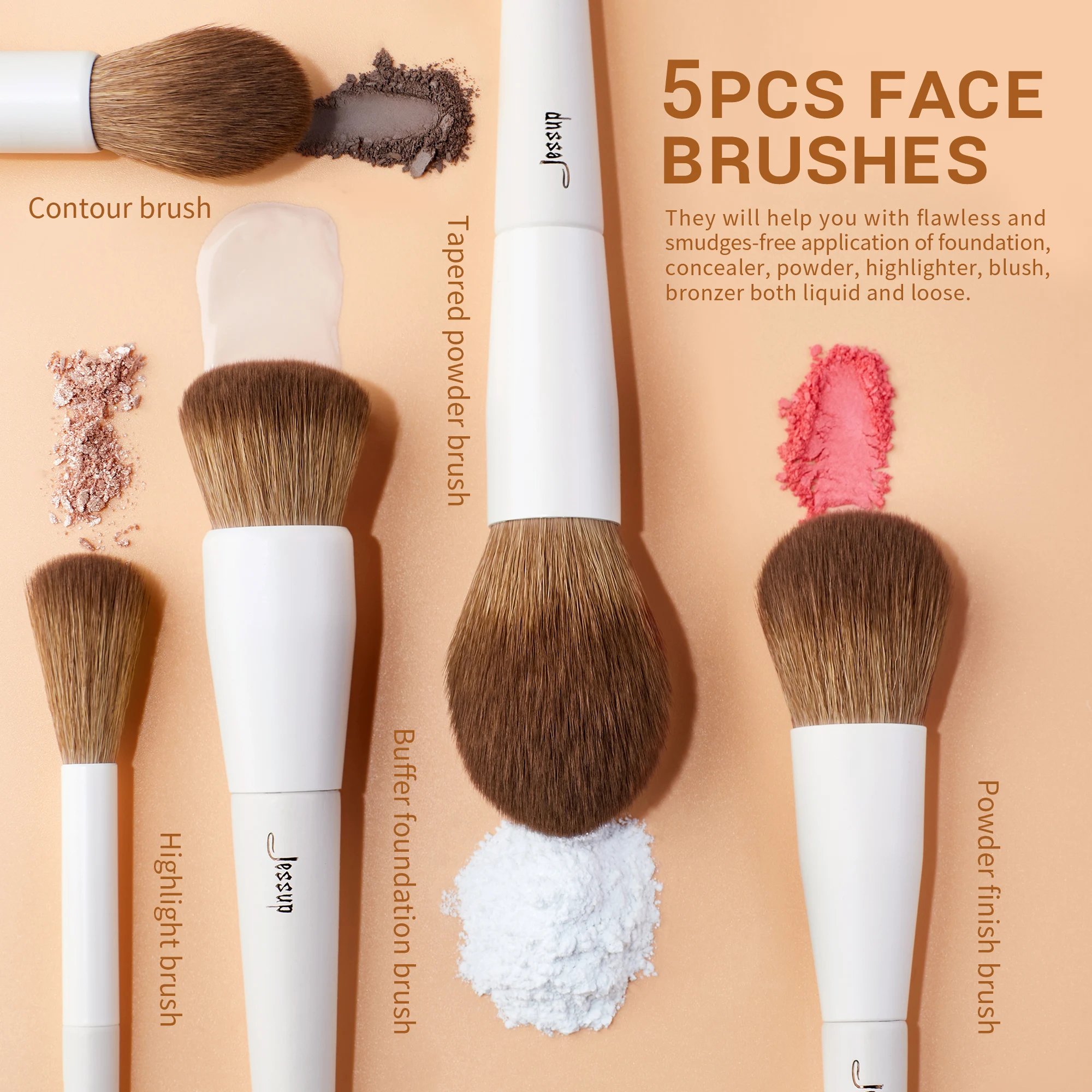 Jessup Makeup Brushes,14Pcs Makeup Brushes kit,Premium Synthetic Powder Foundation Contour Concealer Eye Shadow Blending T329
