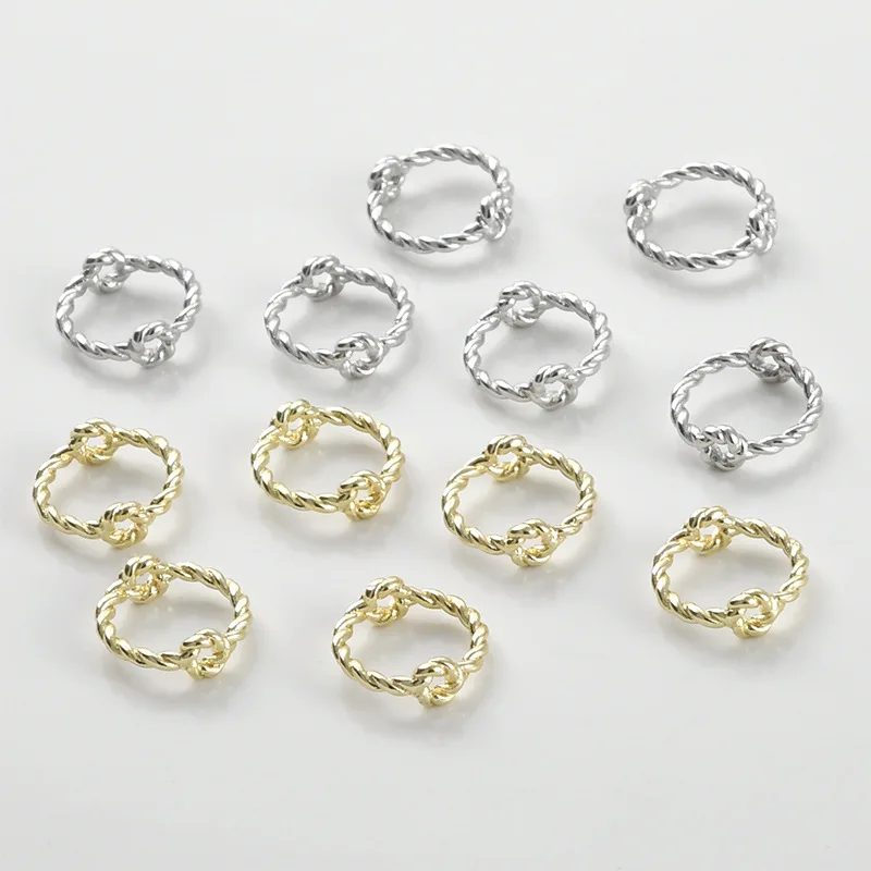 20Pcs Brass Gold Plated Twisted Through Hole Bead Circle Double Hole Round Spacer Bead For Diy Bracelet Jewelry Making Supplies