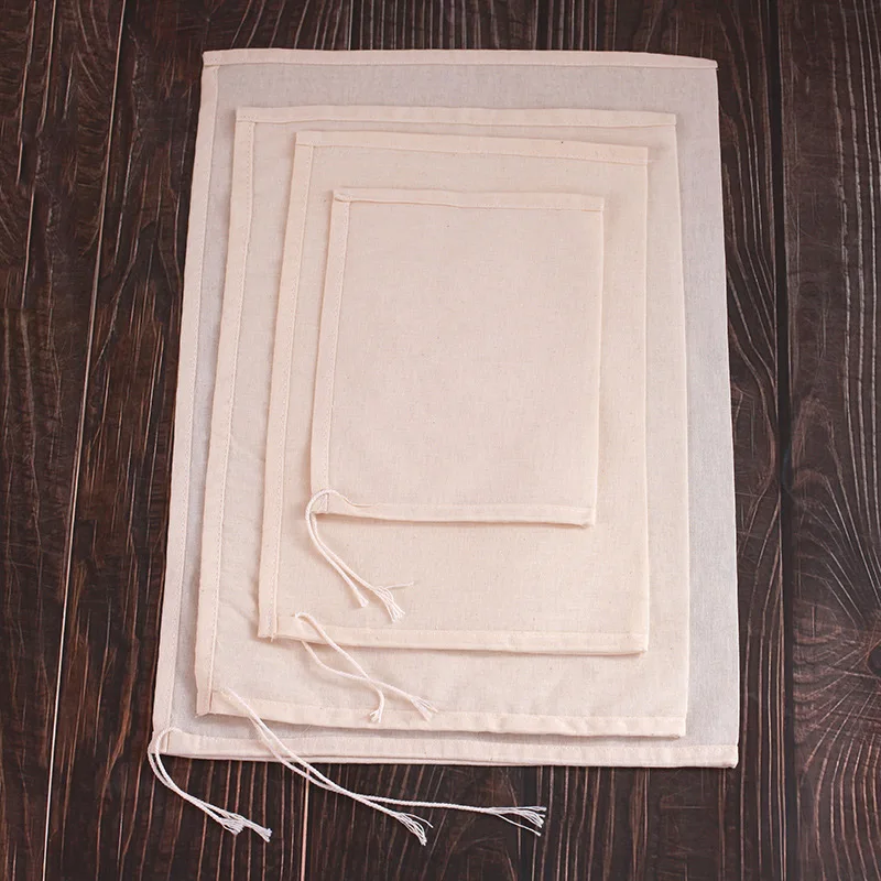 Cotton Gauze Filter Te Bags 5pcs Empty Pocket Drawstring Bag Reusable Spice Sachets Big Size Soup Bag Tea Bags Kitchen Supplies