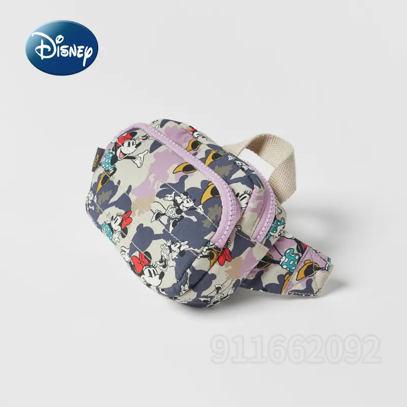 Nuevo bolso de cintura para niños de Mickey de Disney, bolso de pecho bonito de dibujos animados para niños, bolso cruzado de moda de alta calidad de gran capacidad