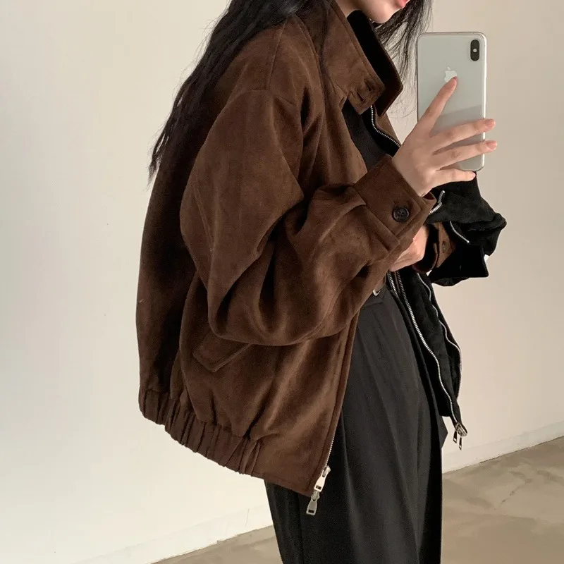 Women's Autumn High Neck Jackets New Fashion Big Pocket Elegant Women Slim Warm Jackets 2026 Autumn Solid Street Chic Coats Y2k