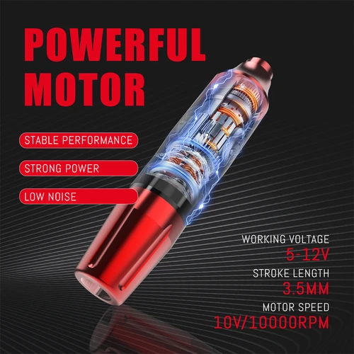 Imagen 2 del producto Nuevos kits de máquina de tatuaje inalámbrica, pistola de tatuaje rotativa, fuente de alimentación de batería de 1500mAh, pantalla Digital LED con agujas de tatuaje mixtas