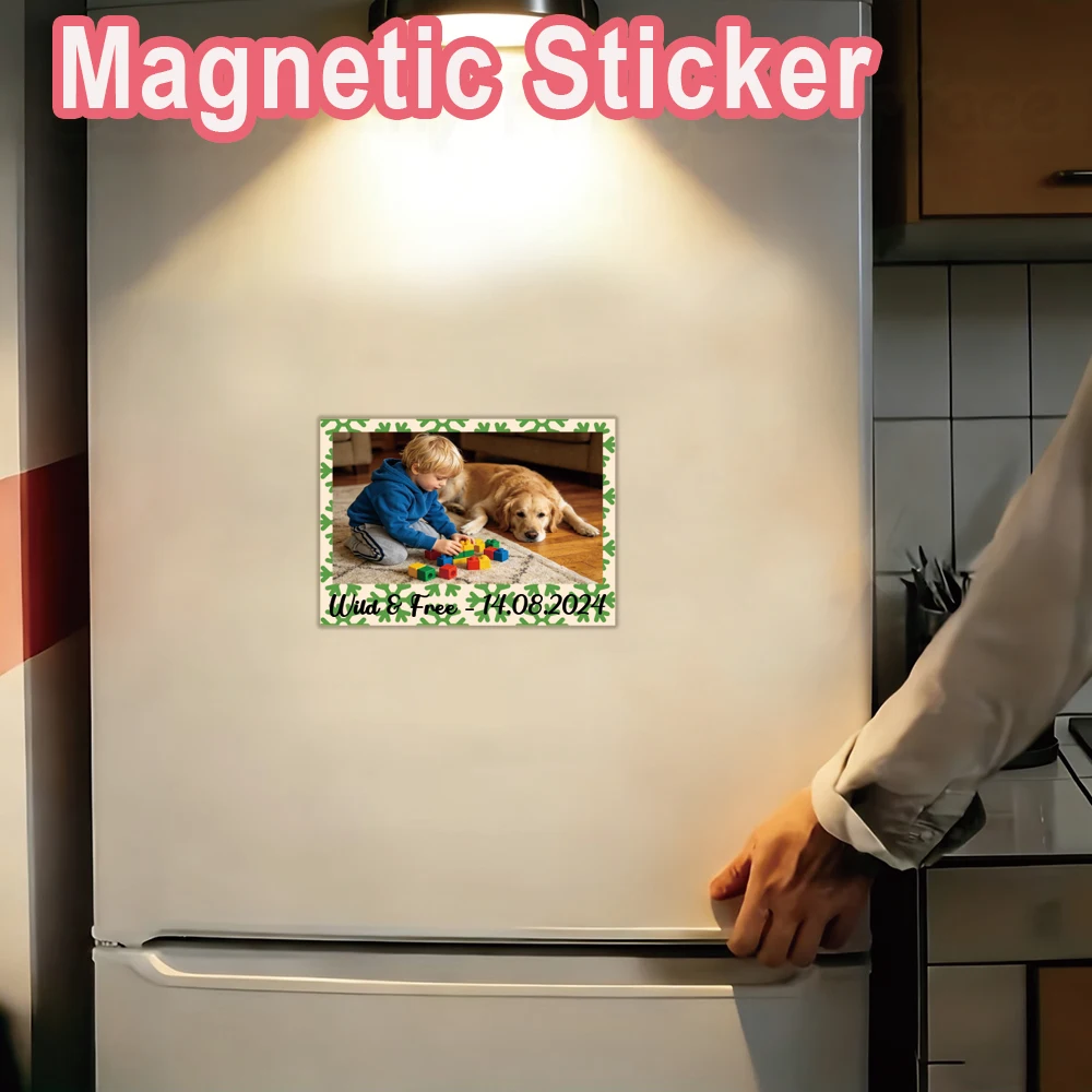 1pc Fashion Customizable Photo Text Magnetic Refrigerator Stickers Customizable Photo Refrigerator Door Styling Stickers