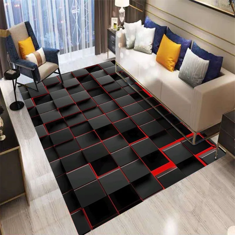 سجادة ألعاب هندسية نيون لغرفة المعيشة، تصميم على الطراز التقني، ديكور منزلي داخلي، سجادة أرضية كبيرة الحجم لمنزل الألعاب الحديث #3