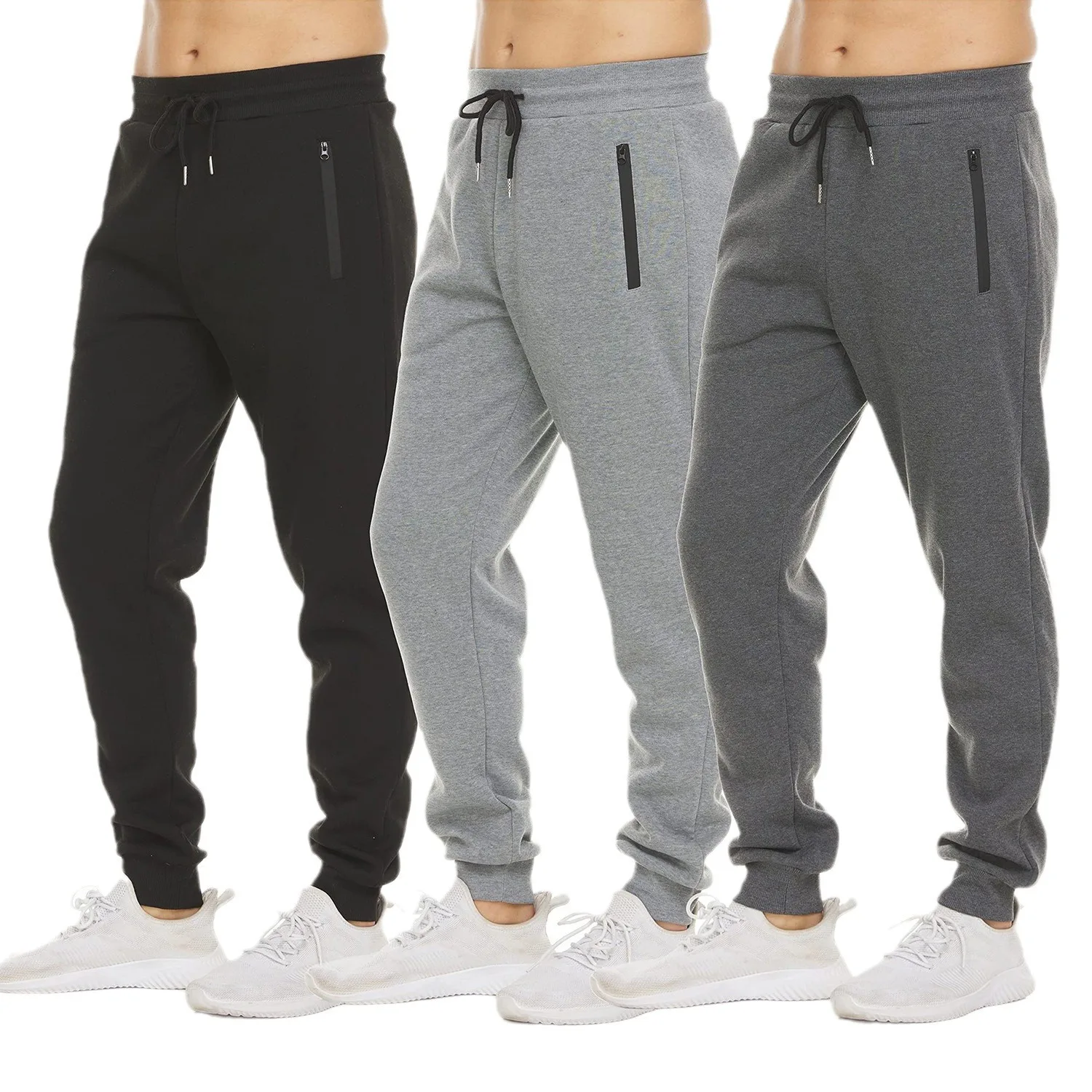 

Latest sports pants, streetwear pants, solid color drawstring zipper pocket work pants, men's work clothes, running pants