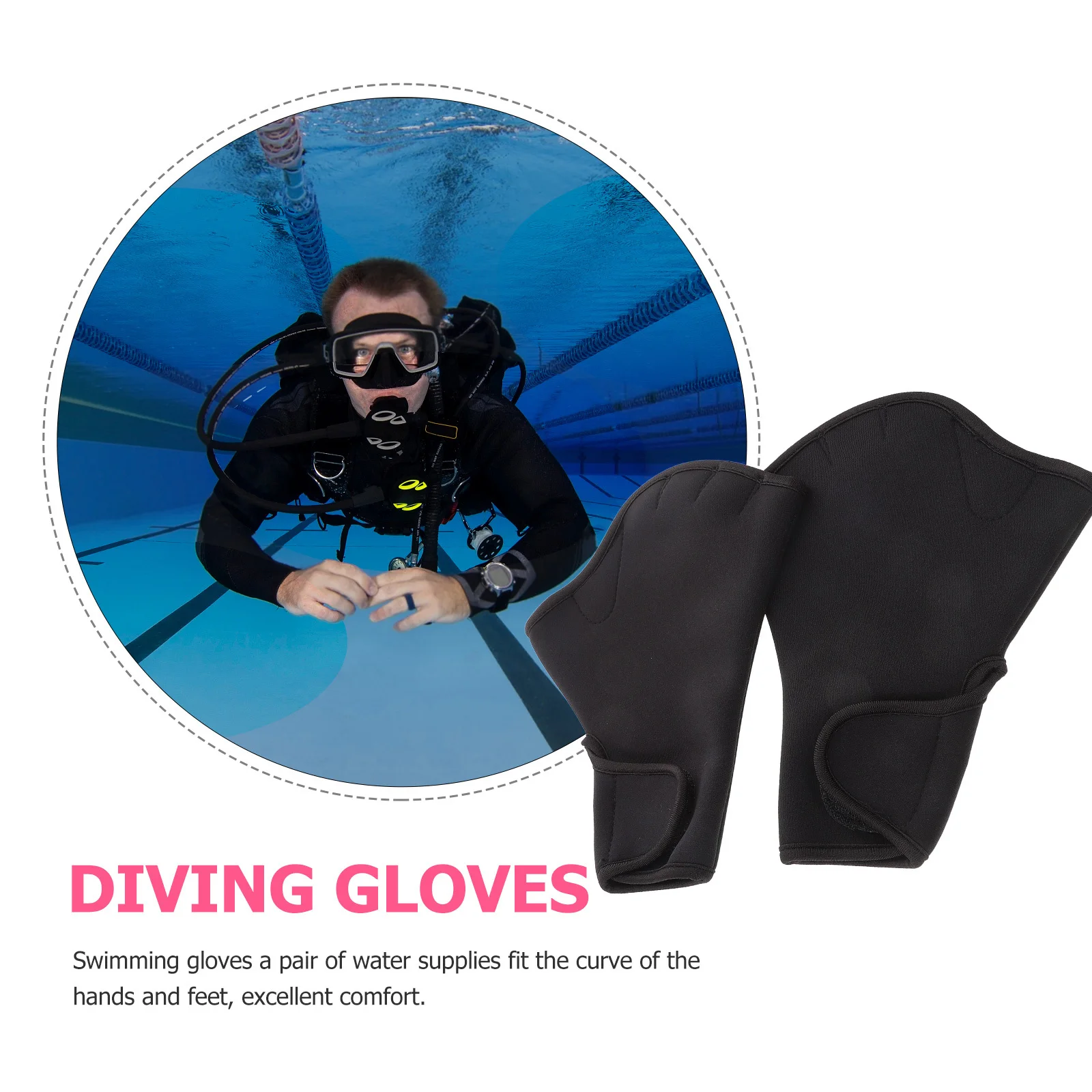 1 Pair Anti-Scratch Swim Gloves Neoprene Water Resistance Training Paddles Adjustable For Adults Diving Auxiliary Mitten