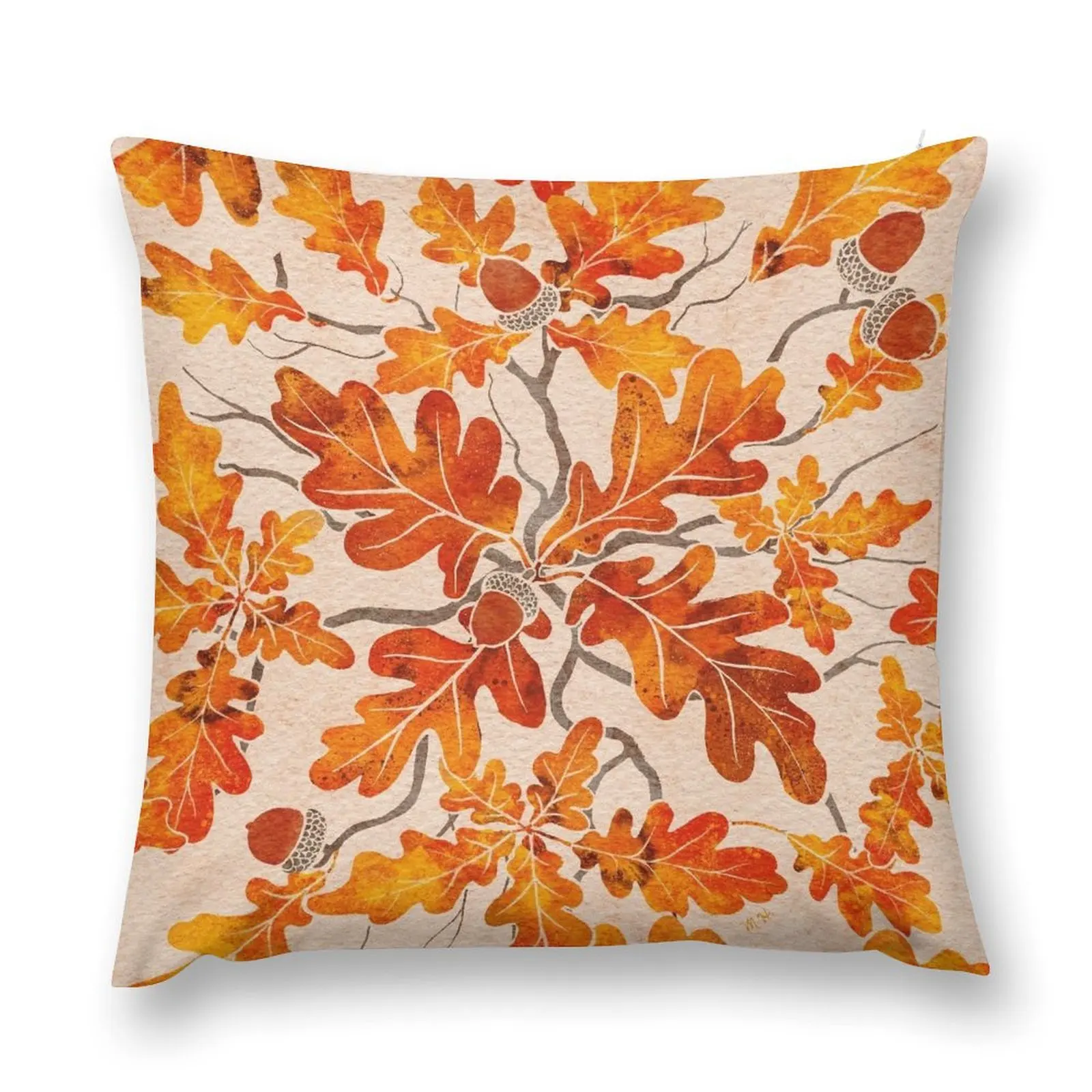 

Fall Oak Branches Throw Pillow Embroidered Cushion Cover Ornamental Pillow pillow