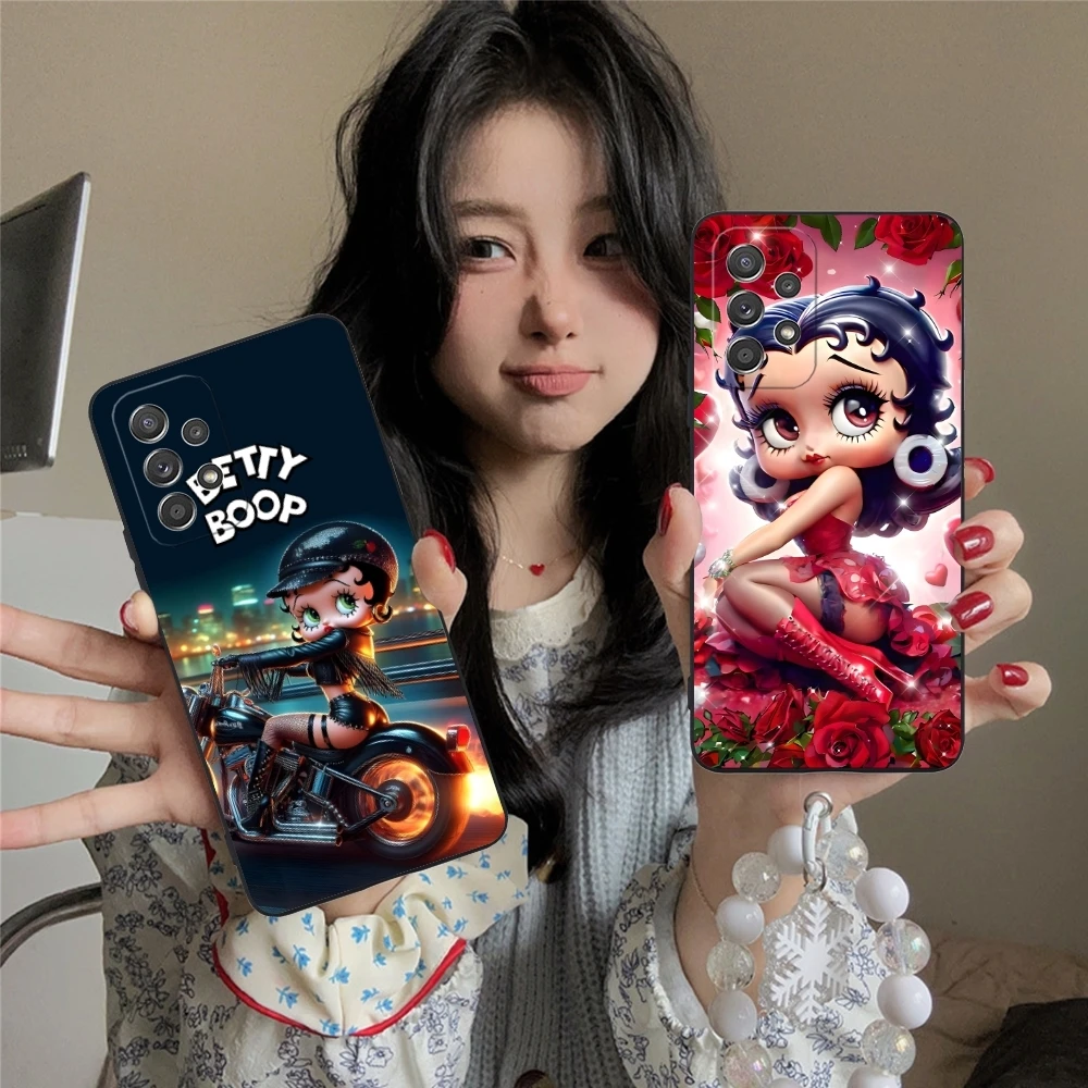 Color Painting B-Bettys Mobile Cell Phone Case for Samsung Galaxy A91 73 71 70 54 53 52 34 24 23 21 S 5G Black Phone Cover Shell