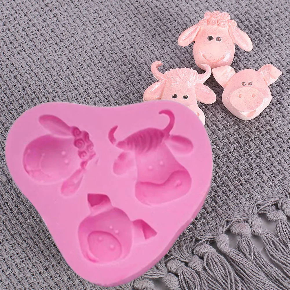 

Pig Cow Sheep Head Silicone Mold Animals Cupcake Topper Fondant Cake Decorating Tools Polymer Clay Chocolate Gumpaste Moulds