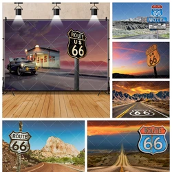 U.S. Route 66 Sunset Boulevard Kids Boy Gifts Happy Birthday Party Banner Backdrop Custom Kid Room Photo Poster Decor Background