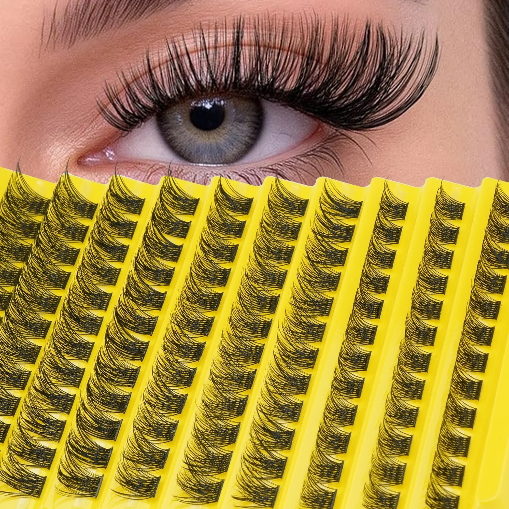 10 Rows Individual Cluster Lashes 8-16mm Mixed Length Fluffy Soft Lightweight Reusable DIY Eyelash Extensions For Beginners