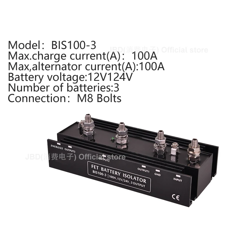 Booster 12V 24V Generator isolatie DC lader 12V/24V 100A/200A 3 Uitgang FET Batterij Isolatoren Met Dynamo Energize Ingang