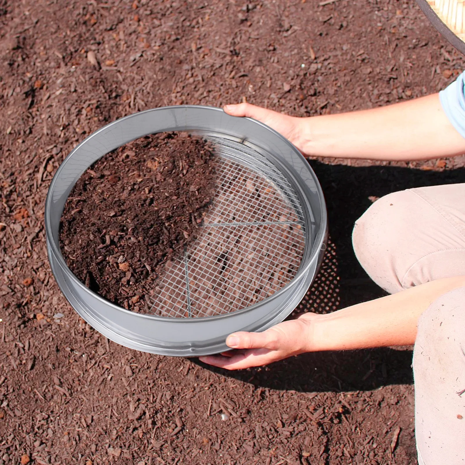 مهام البستنة حديقة غربال 4 في 1 غربال مرنة أداة تصفية التربة منخل السماد 30 سنتيمتر آلية النقر السريع