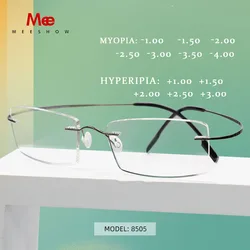 Meeshow, 2 uds., montura de gafas sin montura para miopía, gafas con memoria, monturas flexibles ultraligeras graduadas-50 -100 sin tornillos ópticos