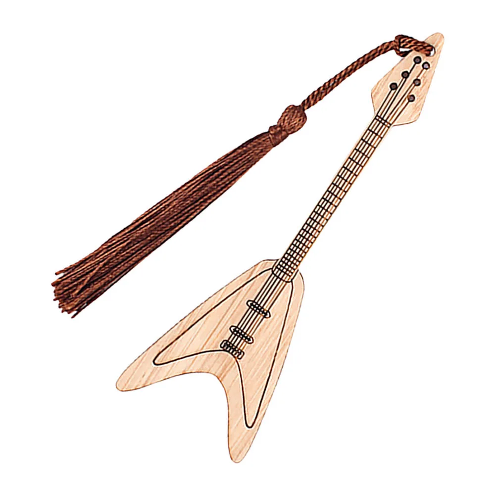 

Bamboo Bookmark Guitar Shape Page-marker Eco-friendly Book Mark for Readers Students Writers Graduates Precision Production