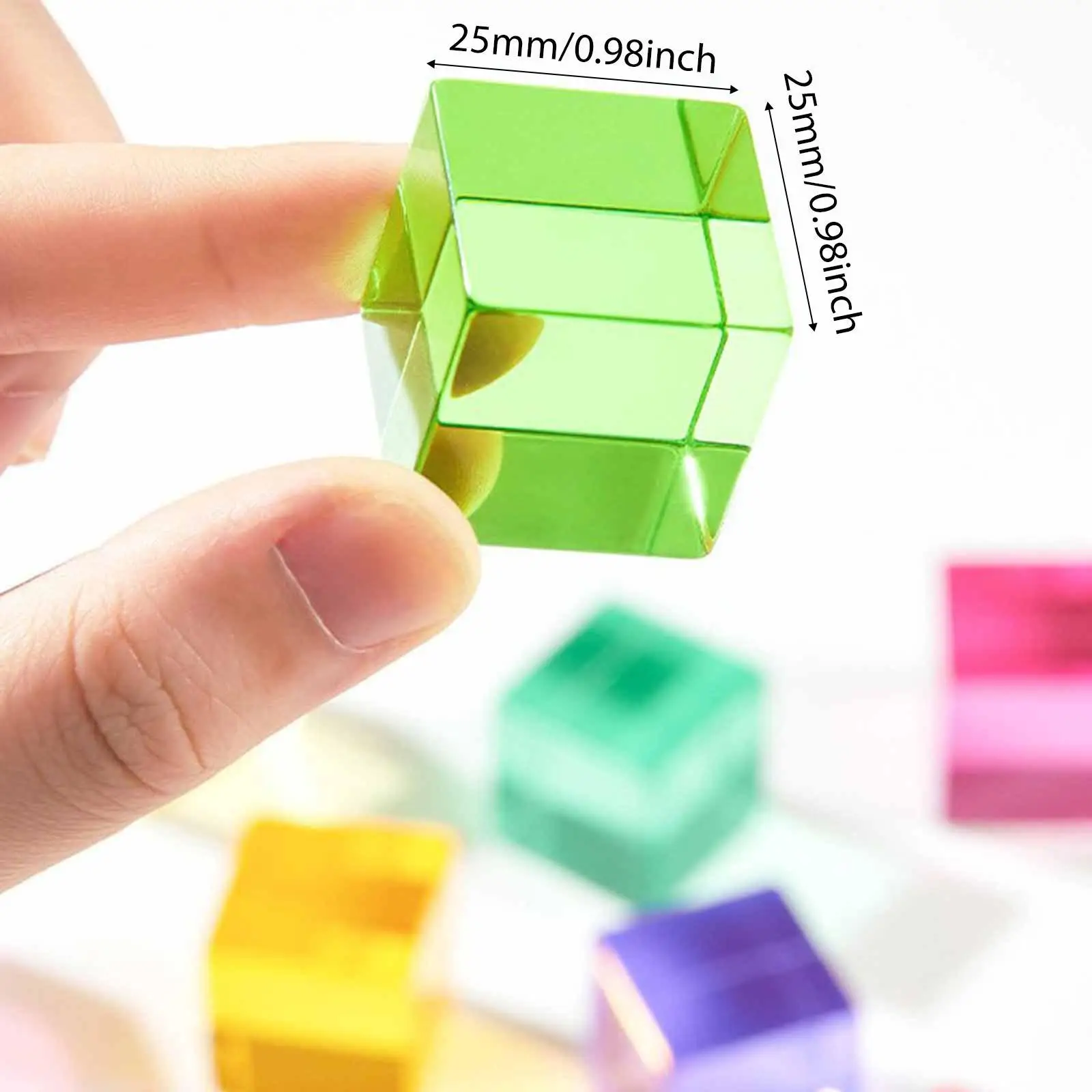 20個入り レインボーアクリルブロック 積み木 カラー認知積み木