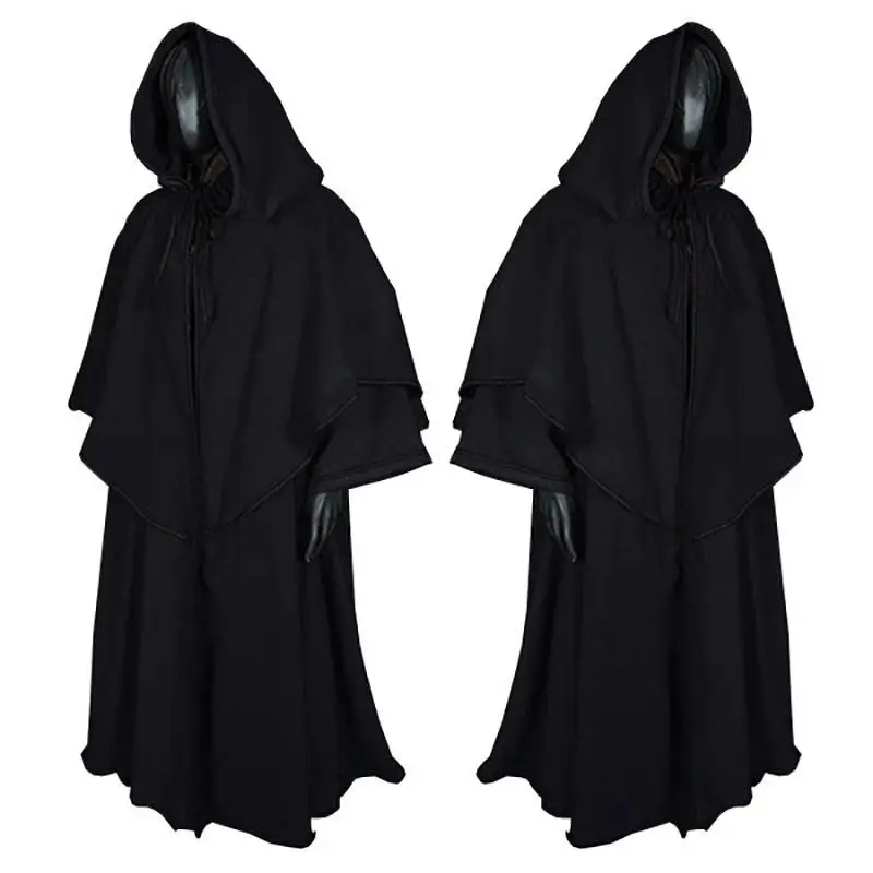 Medieval Hooded Wizard Robe loween Cosplay Costume Magic Mr. Pumpkin Death God Polyester Material Women's Ethnic Wear