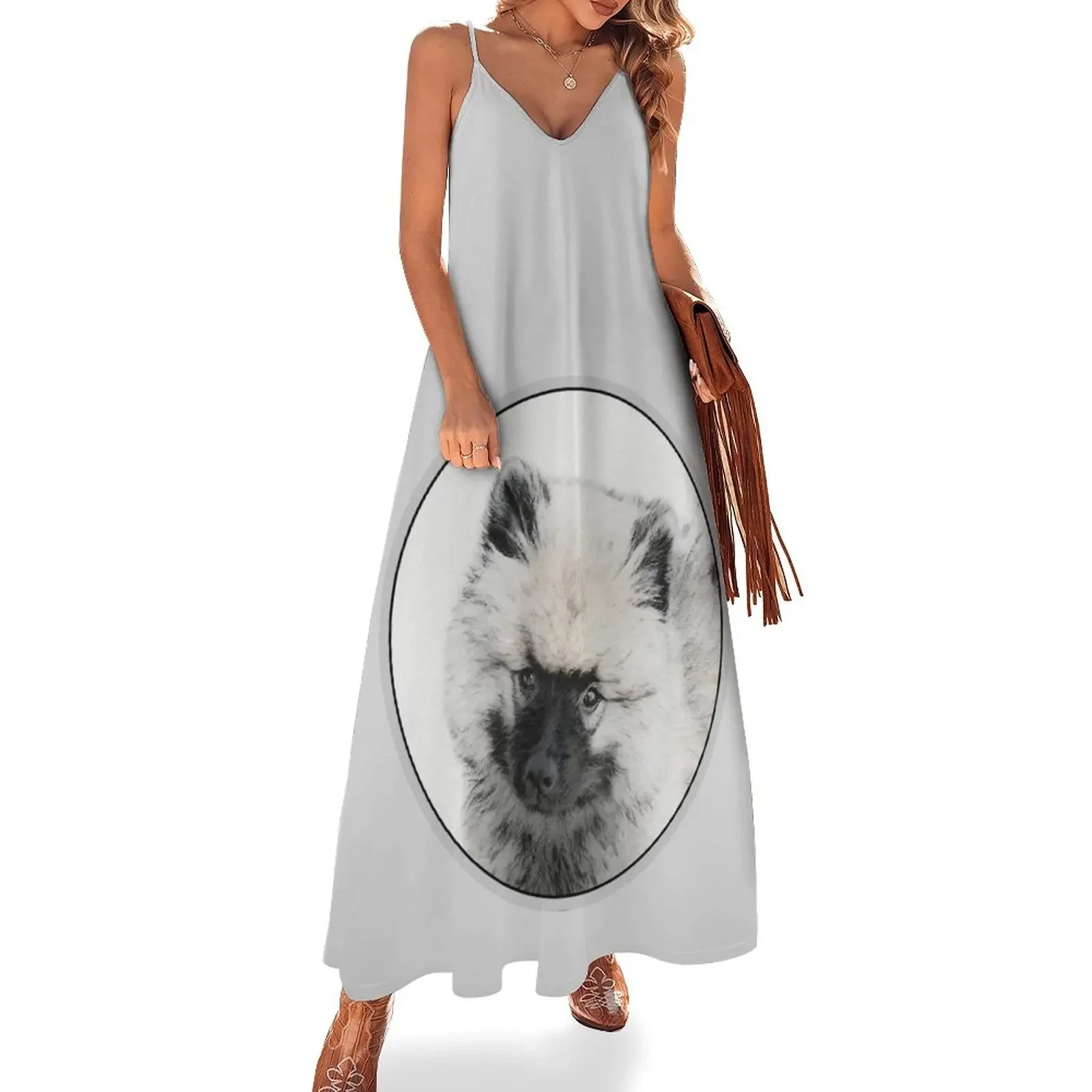 

Keeshond Puppy (Drawing) Sleeveless Dress loose women's dress bandage dress summer woman 2024 Evening dresses