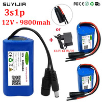 3S1P 18650 12V Battery 12.6V 9800mAh 18650 Lithium-ion Battery Pack with BMS for Backup Power Supply CCTV Cameras+12.6V Charher