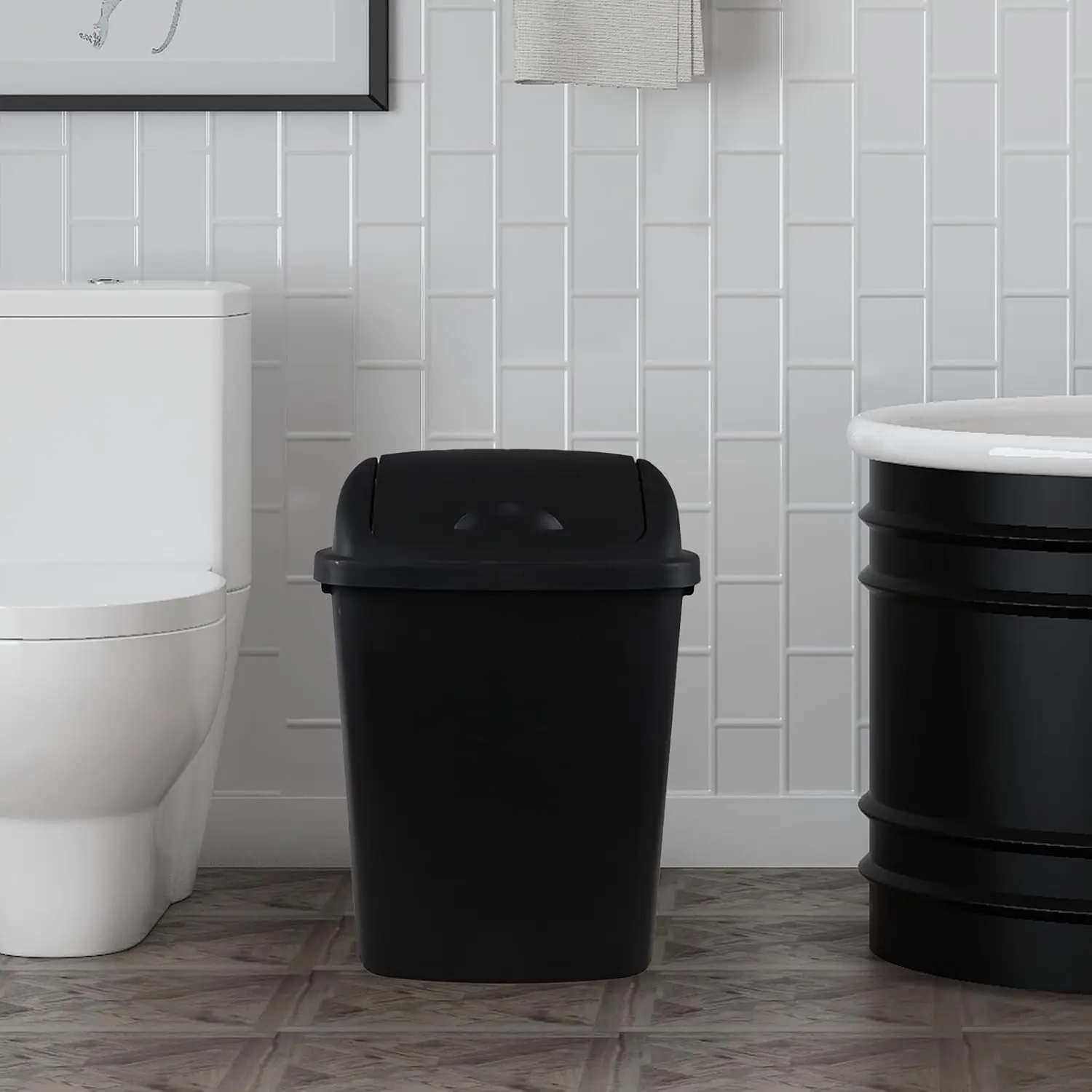 

4 Pack 8 Gallon Medium Trash Can with Lid, Waste Basket for Bathroom, Kitchen, Bedroom, Office, College, Wastes Bins