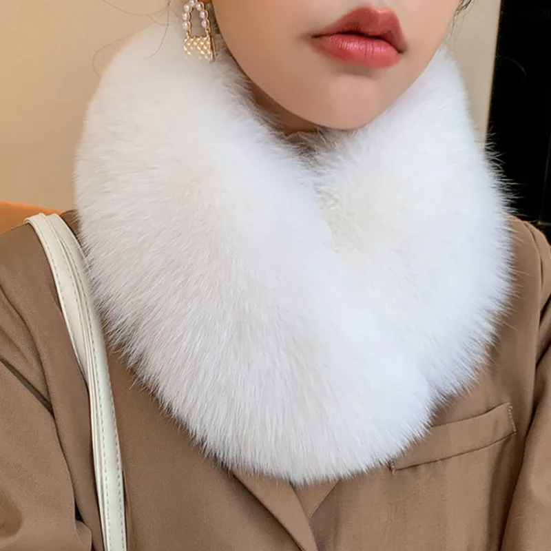 Real Fox Fur Collar Winter Large Neck Warmer Fur Collar Coat Jacket Shawl Wraps Natural Thick Furry Fur Scarves Coat Accessories