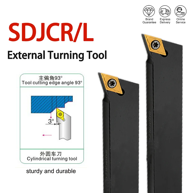 

1PCS SDJCR1010H07 SDJCR1212H07 SDJCR2020K11 SDJCR2525M11 SDJCR3232P11 External Turning Tool Holder SDJCL Lathe Tools