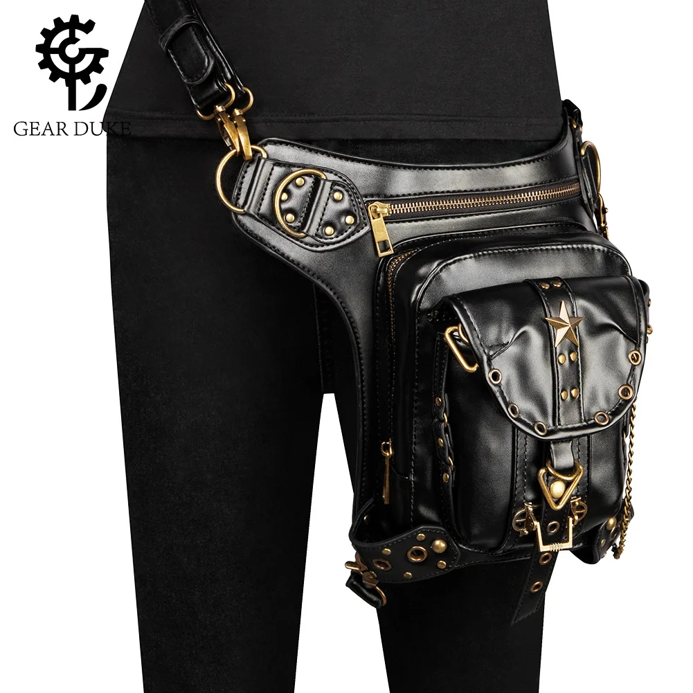 Steampunk Waist Leg Bag for Women\'s Outdoor Cycling Motorcycle Hip and Thigh Bag Large Capacity Diagonal Crossbody Shoulder Bag