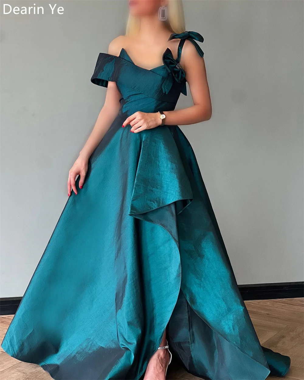 Customized Prom Gown Formal Dearin Spaghetti Strap A-line Floor Length Skirts Bows Layered Draped Bespoke Occasion Dresses Saudi