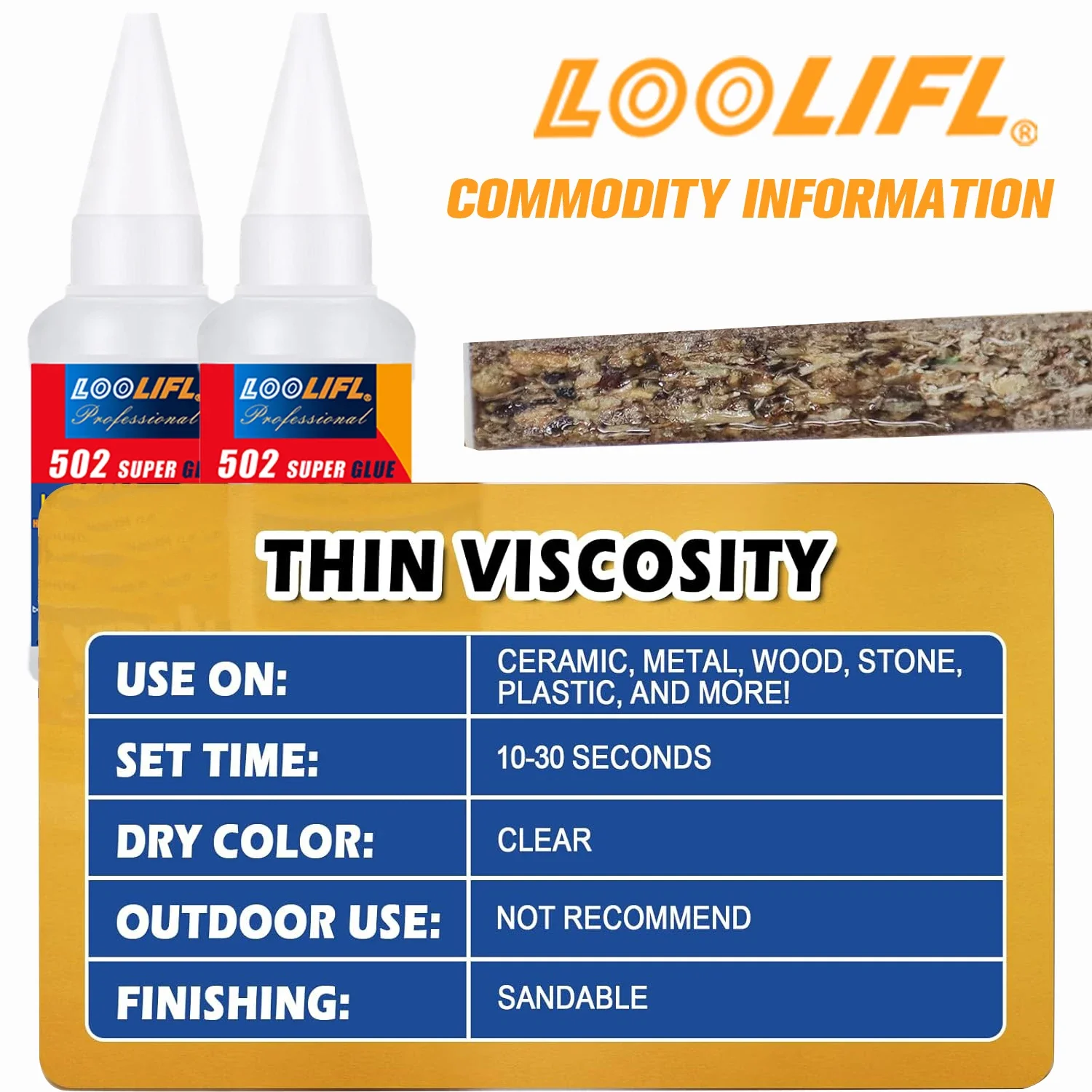 LOOLIFL، 502 غراء فائق الجفاف، غراء فائق، DIY يدويًا، شفاف ولا طعم له، مناسب لربط الخشب البلاستيكي المعدني. #4