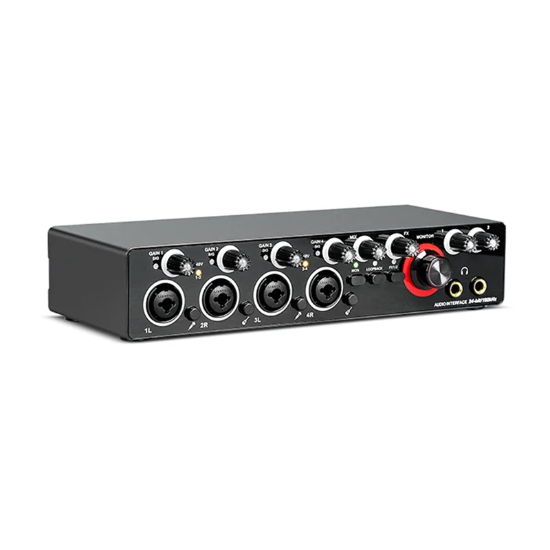 4 Channel Interface Sound Recorder Recording Studio Volume Regulator with Recording Sound Card for Recording of Singing