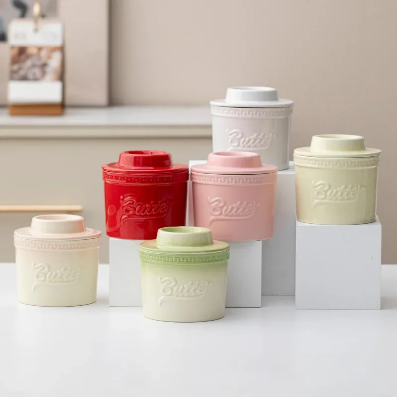 150ml Ceramic Butter Bell Crock,French Butter Dish with Lid for Countertop,Porcelain Cheese Storage Box,Kitchen Food Organizer