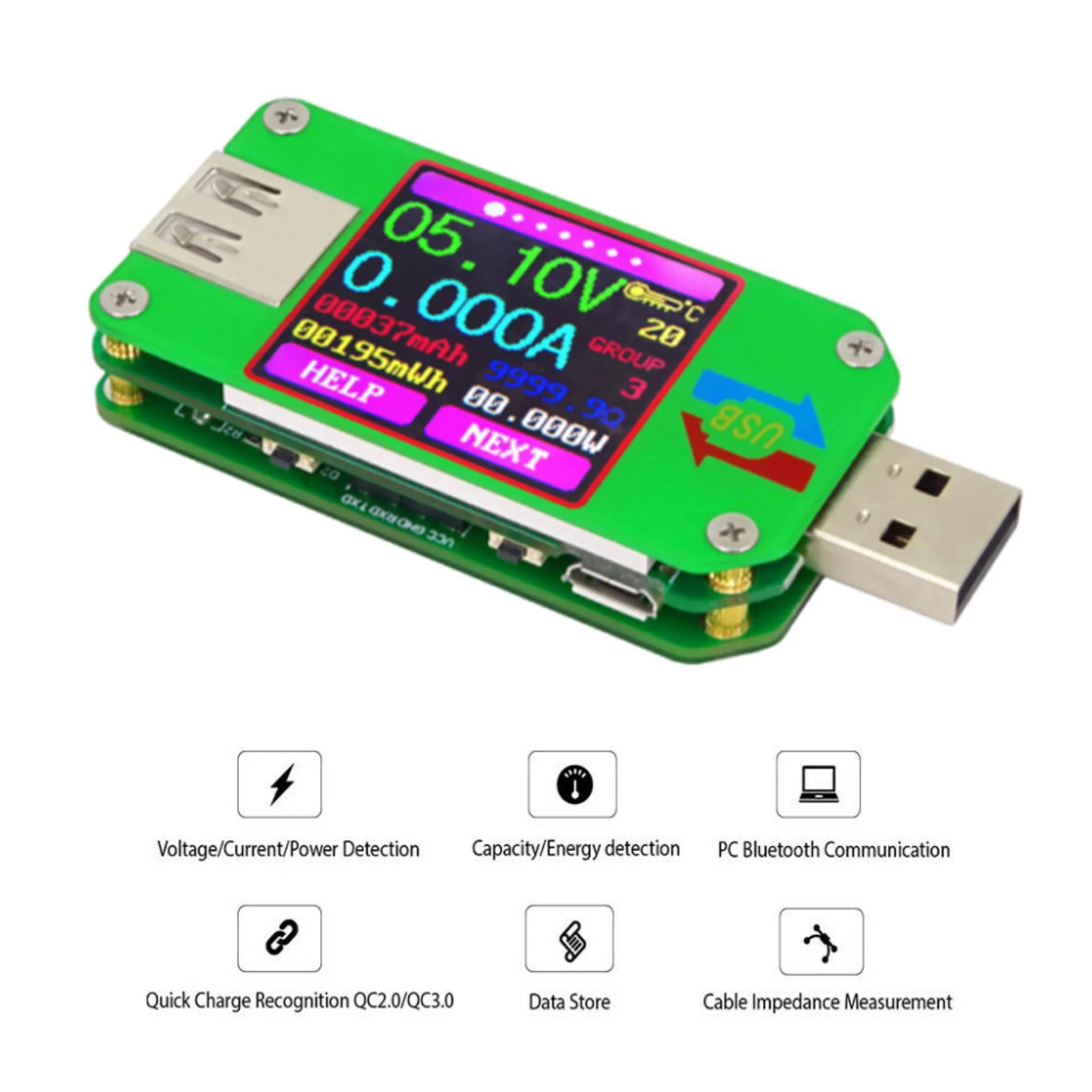 2Hz RUIDENG UM24/UM24C With bluetooth USB 2.0 Color LCD Display Tester Voltage Current Meter 4.50-24.00V Multimeters