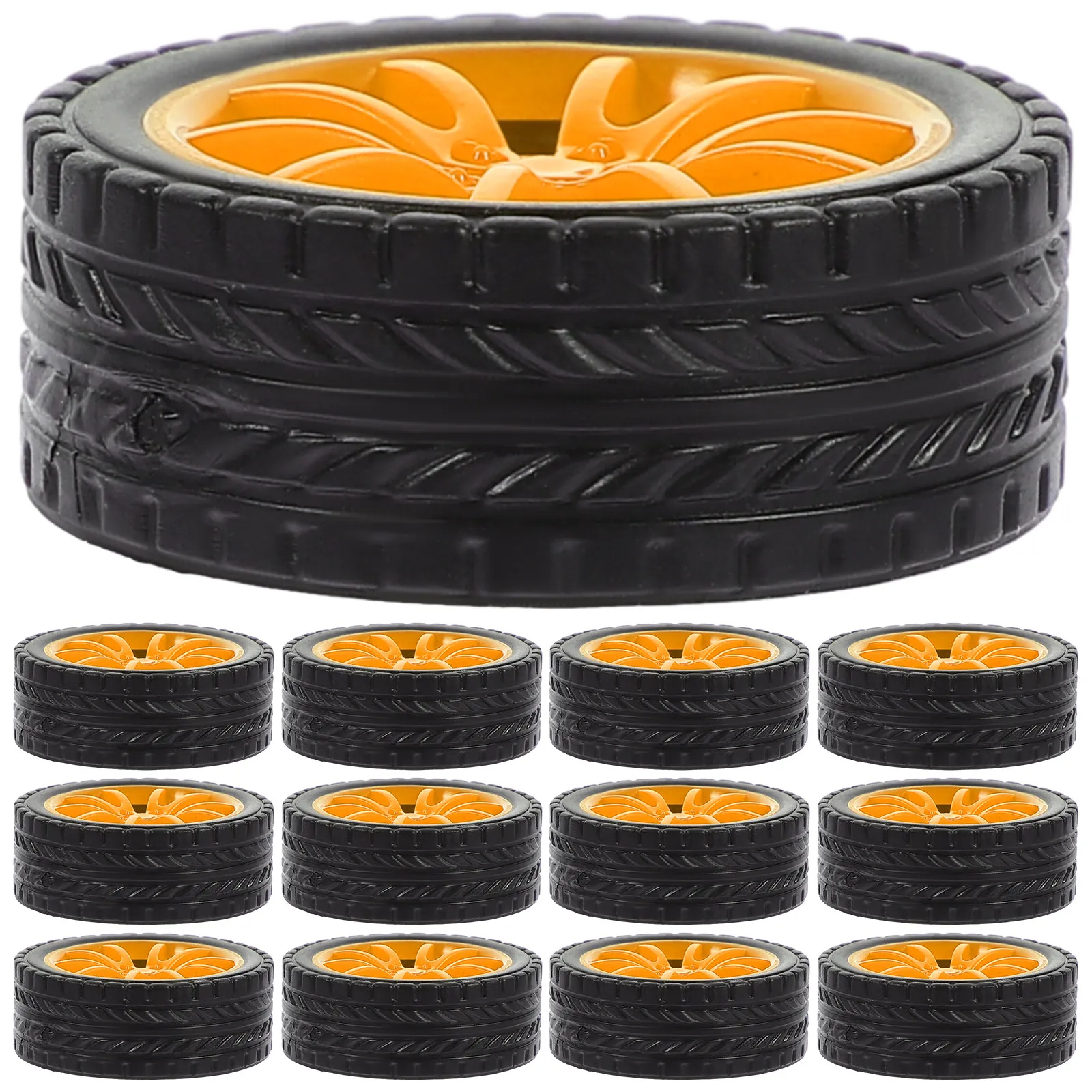

20Pcs Sturdy Rubber Wheels for Kids DIY Car Models Trucks Trains Replacement Craft Wheels Hand Eye Coordination Learning
