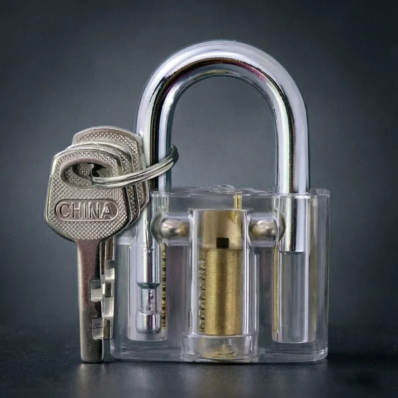 Optional Transparent Practice Padlock with Keys DIY Visible Lock Pick Tools Cutaway Practice Padlock Training Locksmiths Tool