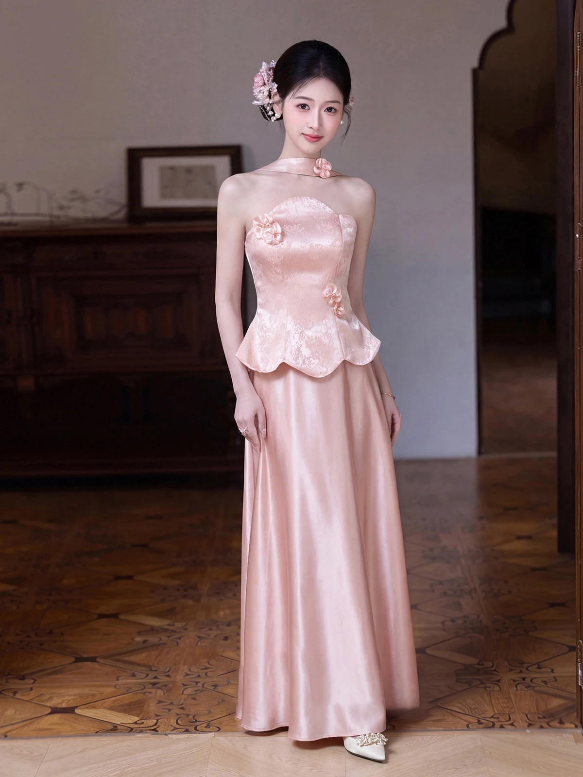 New Chinese Style Pink Wedding Dress 2026 New Morning Robe Bride Drinking Ceremony Clothes Small Size Elegant Return Home