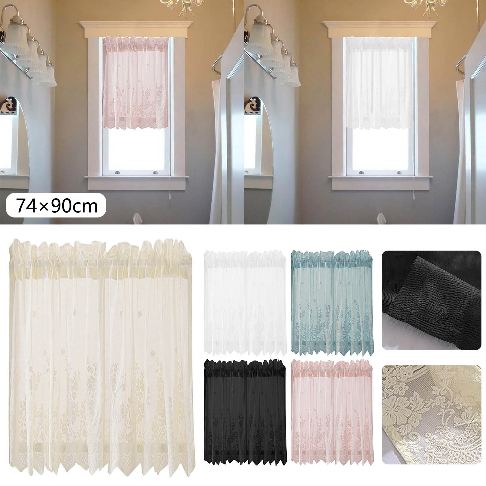 Lace Floral Lace Curtains Kitchen Coffee Curtains Bedroom Rod Curtains Lace Short Curtains Lace Curtains 35 X 29 Inches 1Panel