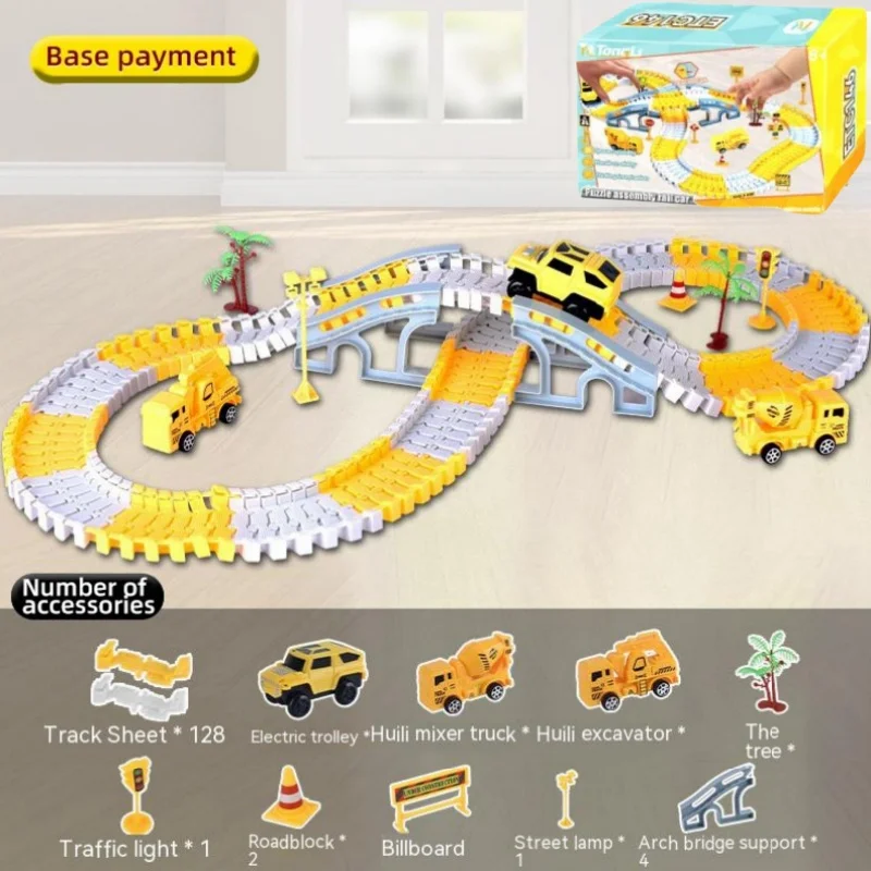 

DIY Electric Track Toy Car, Engineering Vehicle, Kidsren's Toy Rail Car, Small Train Track, Construction Truck and Flexible Track Game Set Can Be Given as Gifts. (the Color May Vary)