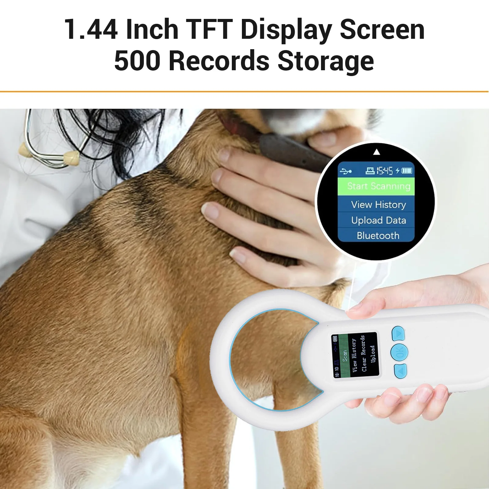 S20 الحيوان معرف الماسح الضوئي الحيوانات الأليفة قارئ الرقائق الدقيقة 500 سجلات التخزين 134.2 كيلو هرتز 800 مللي أمبير 0-80 متر نطاق لاسلكي لفحص السكك الحديدية #1