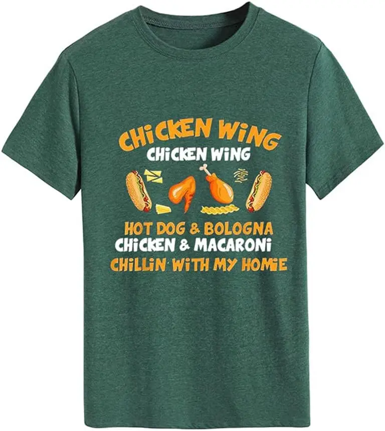 

Забавная футболка с рисунком крыла курицы для женщин и девочек, Повседневная футболка с коротким рукавом и графическим принтом, топы